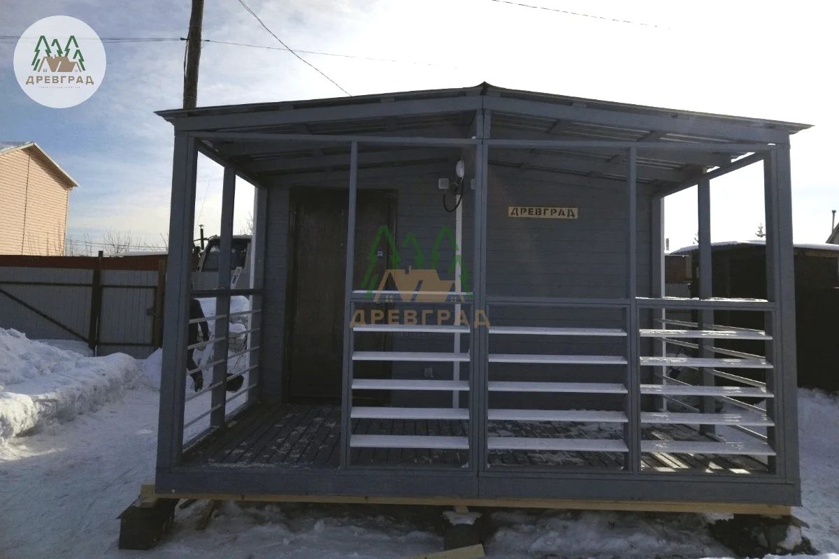 Баня 3 × 4 с терассой 2 × 4 — фото 1